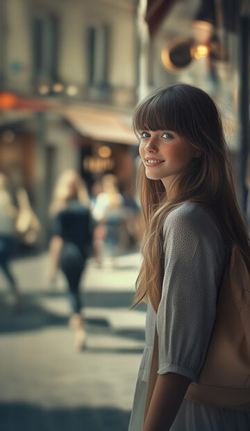 Passants flânant dans une rue commerçante du centre-ville