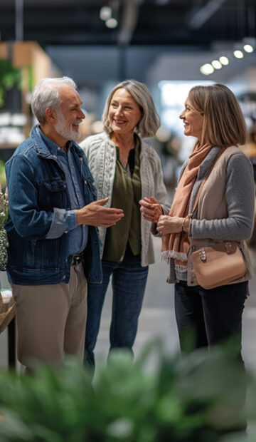 Scène de vie devant les boutiques locales